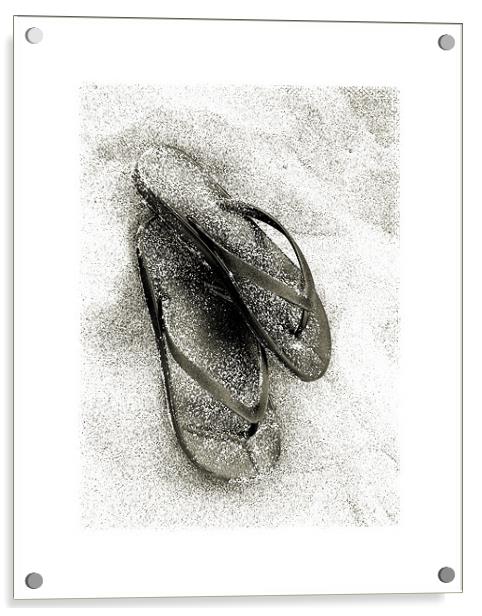 white sand and flip flops Acrylic by Heather Newton