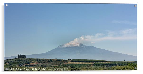 smoking Mount Etna, Sicily Acrylic by Lucy Antony