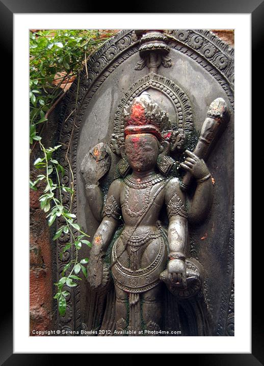 Overgrown Statue near Durbar Square Framed Mounted Print by Serena Bowles