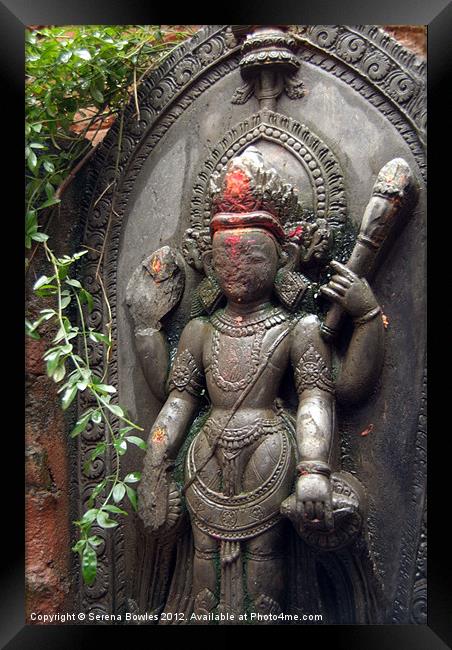 Overgrown Statue near Durbar Square Framed Print by Serena Bowles