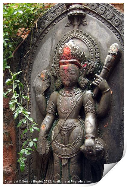 Overgrown Statue near Durbar Square Print by Serena Bowles