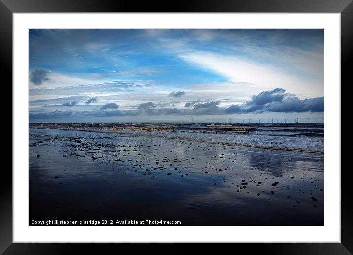 Deep blue skegness beach Framed Mounted Print by stephen clarridge
