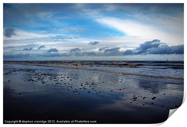 Deep blue skegness beach Print by stephen clarridge