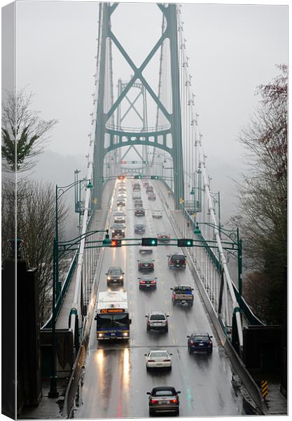 LIONS MIST Lions Gate Bridge from Stanley Park Van Canvas Print by Andy Smy