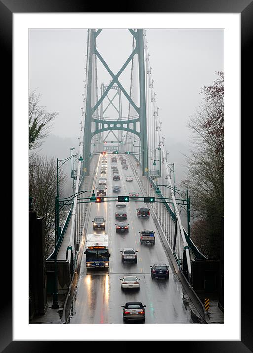 LIONS MIST Lions Gate Bridge from Stanley Park Van Framed Mounted Print by Andy Smy