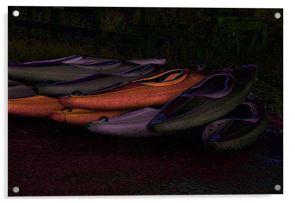 9 Canoes Acrylic by Ade Robbins