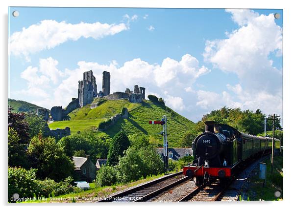 6695 at Corfe Castle Station 2 Acrylic by Mike Streeter
