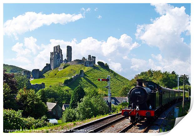 6695 at Corfe Castle Station 2 Print by Mike Streeter