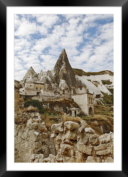 Cave homes on Goreme Hill Framed Mounted Print by Arfabita  