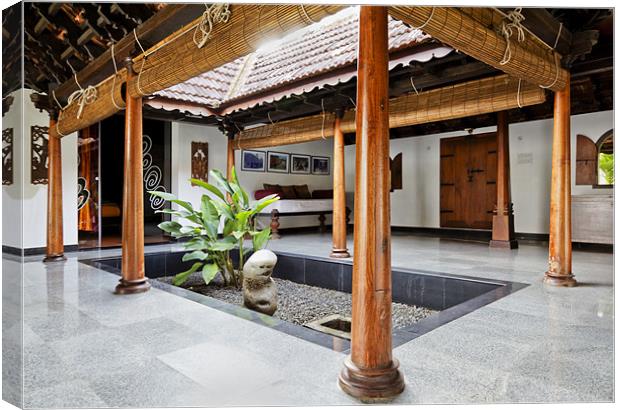 interior design of courtyard in Kerala bun Canvas Print by Arfabita  