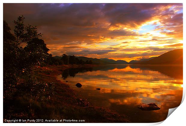 Loch Eil shoreline Print by Ian Purdy