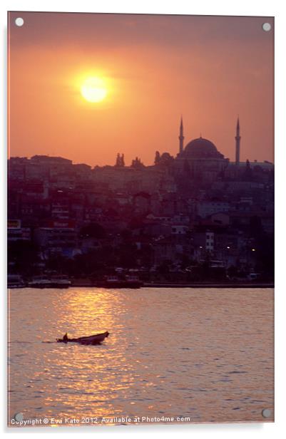 Istanbul Sunset Acrylic by Eva Kato