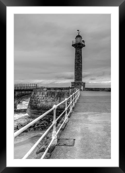 Whitby Pier Lighthouse Framed Mounted Print by Jonathan Swetnam