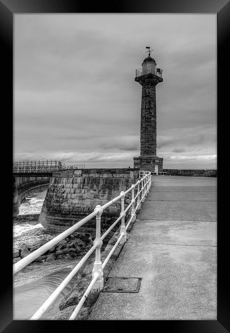 Whitby Pier Lighthouse Framed Print by Jonathan Swetnam