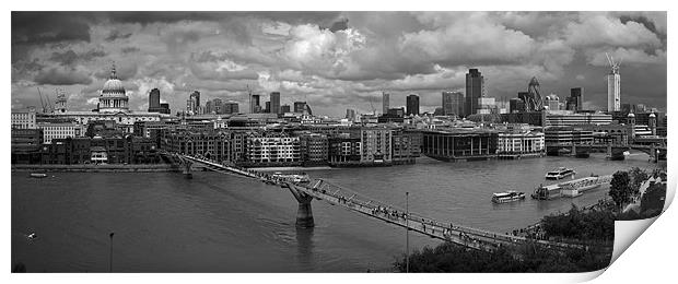 St Paul's and the City panorama BW Print by Gary Eason