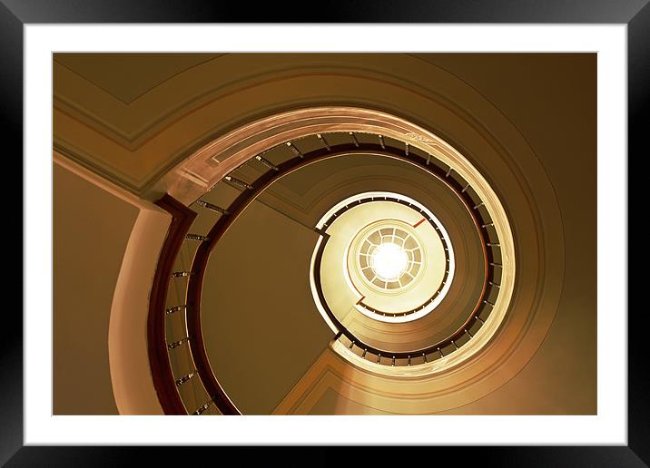 Curves of spiral staircase skylight Framed Mounted Print by Arfabita  