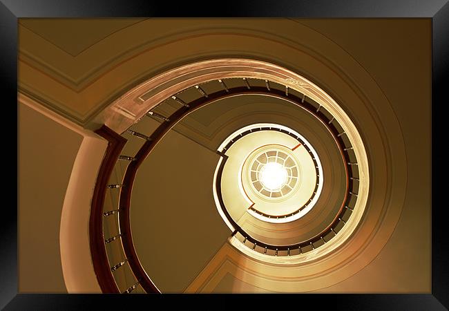 Curves of spiral staircase skylight Framed Print by Arfabita  