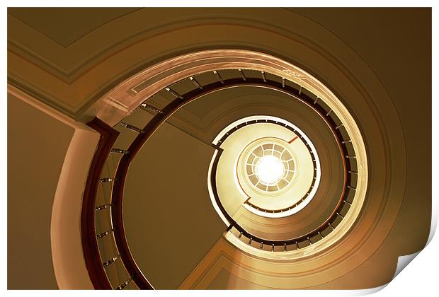 Curves of spiral staircase skylight Print by Arfabita  