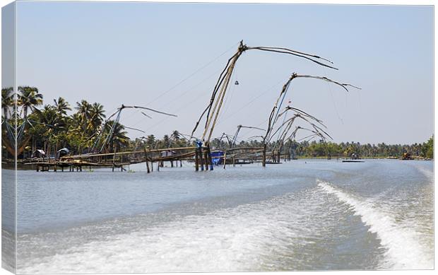 Kerala Backwaters Chinese Fishing Nets Canvas Print by Arfabita  
