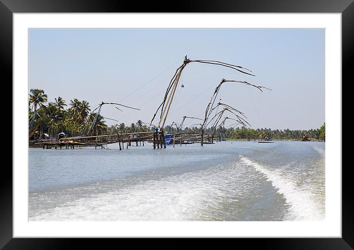 Kerala Backwaters Chinese Fishing Nets Framed Mounted Print by Arfabita  