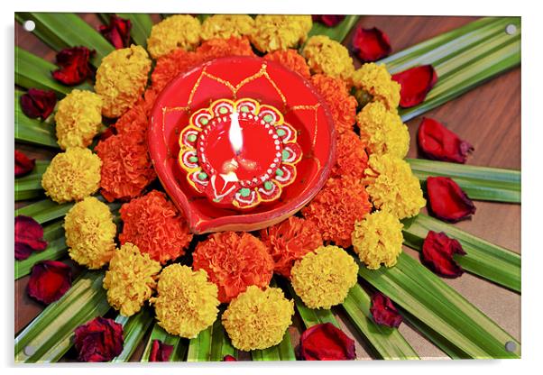 Hindu Floral Diva Acrylic by Arfabita  