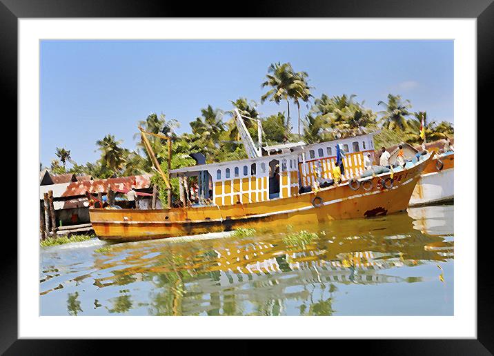 Uphill climb for Kerala fishing boat Framed Mounted Print by Arfabita  