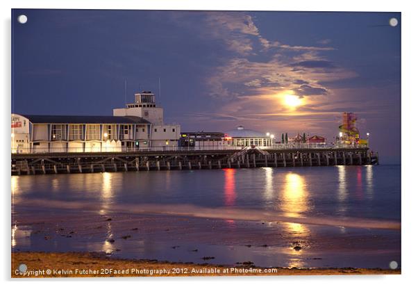 Moonrise over Bournemouth Pier Acrylic by Kelvin Futcher 2D Photography