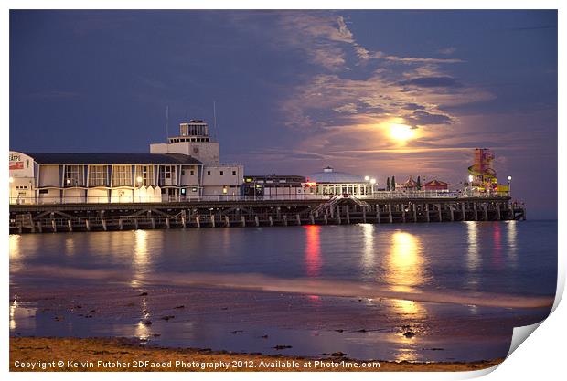 Moonrise over Bournemouth Pier Print by Kelvin Futcher 2D Photography