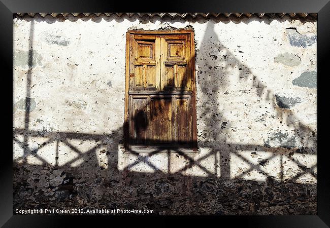 Wooden shutters Framed Print by Phil Crean