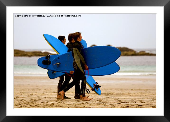 Sennen Surf Dudes Framed Mounted Print by Terri Waters
