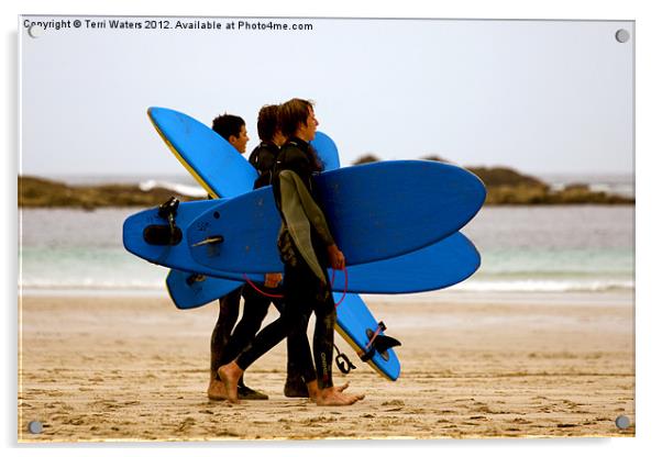 Sennen Surf Dudes Acrylic by Terri Waters