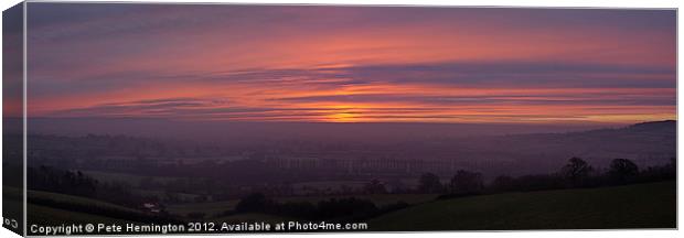 Sunrise over Devon Canvas Print by Pete Hemington