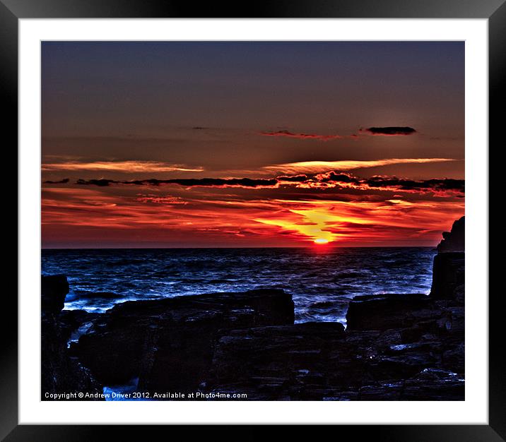 Sinking sun Framed Mounted Print by Andrew Driver