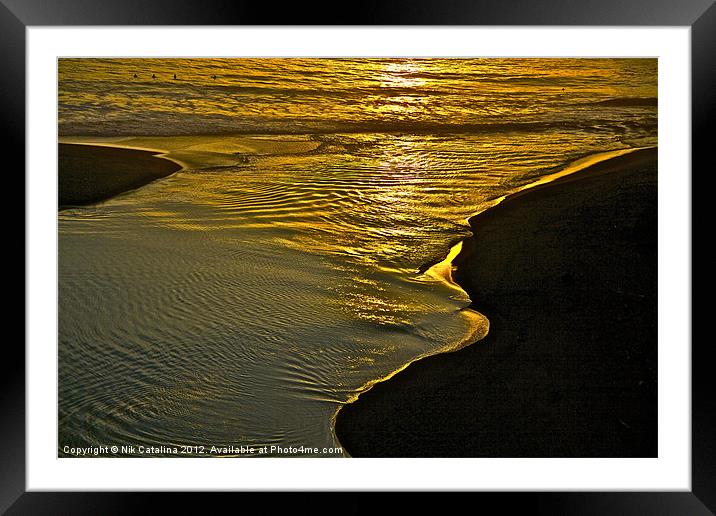 Golden Water Framed Mounted Print by Nik Catalina
