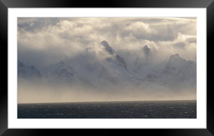 Norwegian Arctic hills at dusk Framed Mounted Print by Christopher Mullard