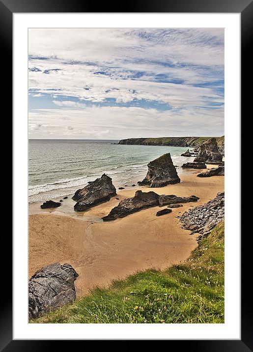 View of Bedruthan Steps, Cornwall Framed Mounted Print by Dawn Cox
