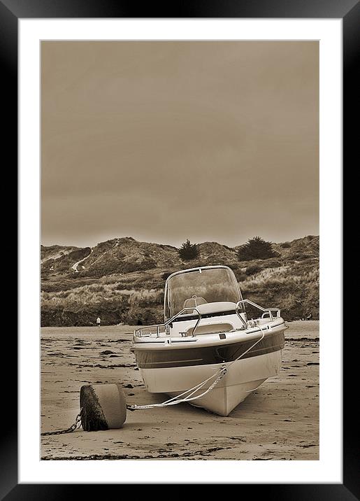 Water Ski Boat Framed Mounted Print by Dawn Cox