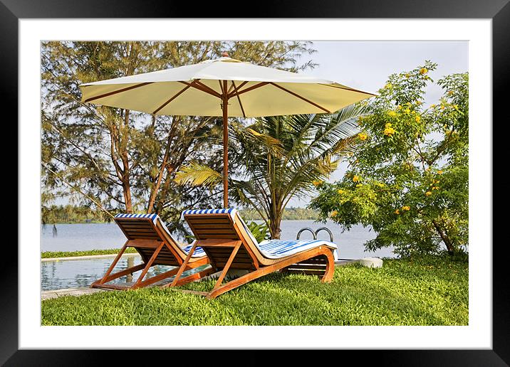 Relax under parasol with chilled beer Framed Mounted Print by Arfabita  