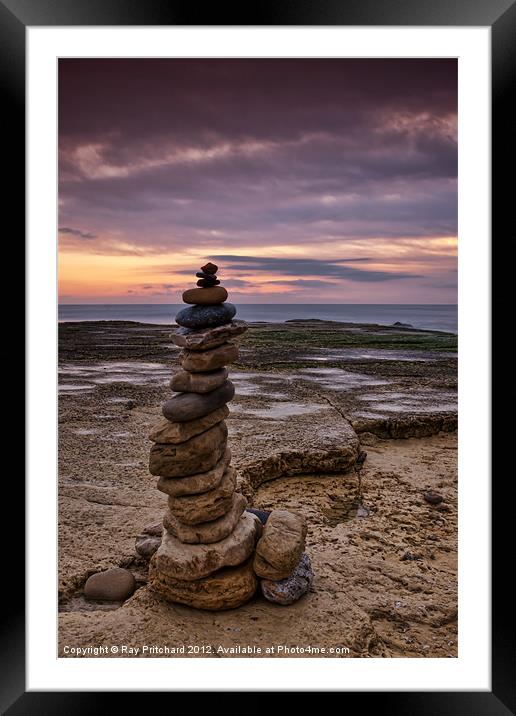 Stone Stack Framed Mounted Print by Ray Pritchard