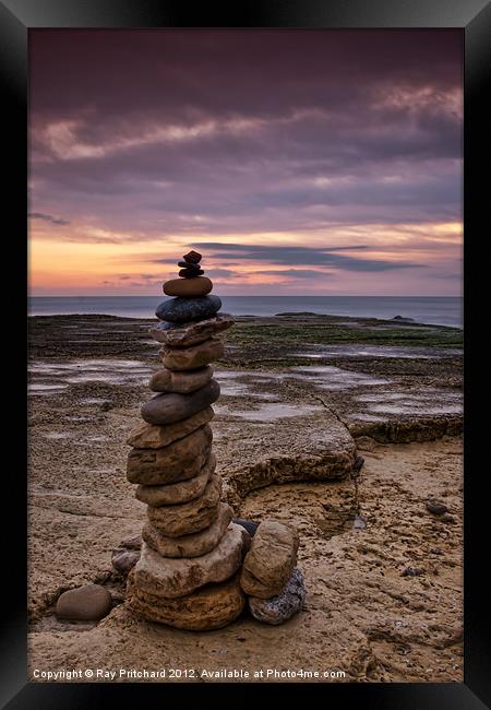 Stone Stack Framed Print by Ray Pritchard
