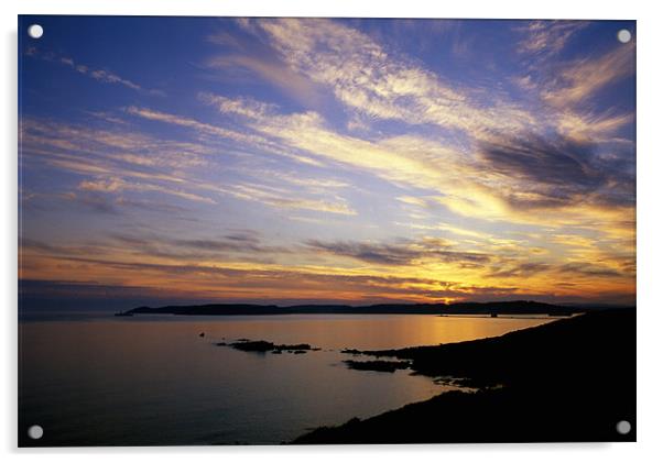 Heybrook Bay  sunset Acrylic by Simon Armstrong