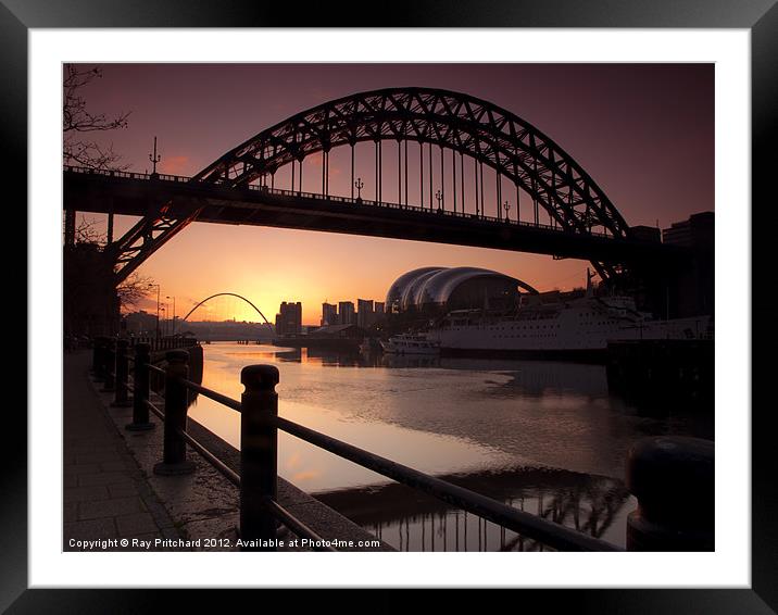 Tyne Bridge At Sunrise Framed Mounted Print by Ray Pritchard