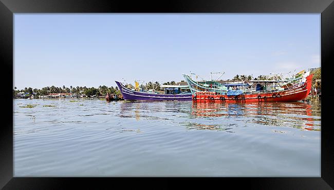 Colourful fishing boats moored Kochin Framed Print by Arfabita  