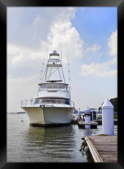 Luxury yacht  at Kochin jetty Framed Print by Arfabita  