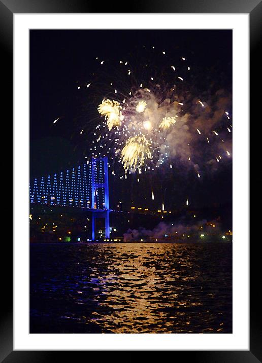 Fireworks delight on Bosphorus Framed Mounted Print by Arfabita  