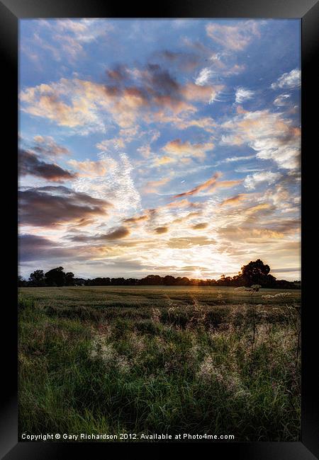 A Summer Sunset Framed Print by Gary Richardson