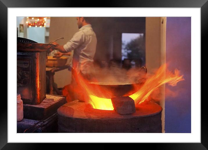 Fiery curry flames from tandoor Framed Mounted Print by Arfabita  