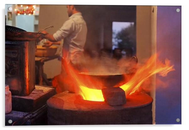 Fiery curry flames from tandoor Acrylic by Arfabita  