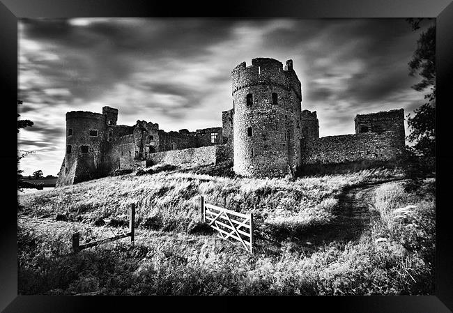 Carew Castle Long Exposure 2 Mono Framed Print by Steve Purnell