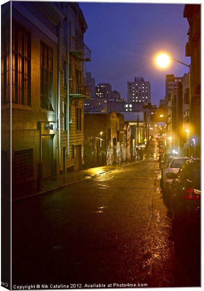 Rainy Street Canvas Print by Nik Catalina